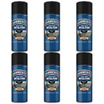 6x Hammerite Direct To Rust Smooth Black Aerosol Quick Drying Spray Paint 400ml