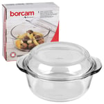 1.5L Pasabahce Casserole Round Glass Oven Dish with Lid Bakeware Microwave Safe