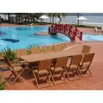 Vente-unique.com Salle à manger de jardin pliante en acacia: une table extensible L180/240cm + 2 fauteuils + 8 chaises - Rallonge papillon - NEMBY de MYLIA