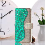 Green Laser Glitter Powder Pu Case On Yhteensopiva Iphone 14 Pron Kanssa