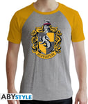 Harry Potter Hufflepuff Yellow & Grey Slim Fit T-Shirt (Medium)