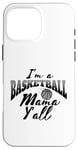 Coque pour iPhone 16 Pro Max Southern Moms Cadeau de basket-ball fantaisie pour femme Gris et noir