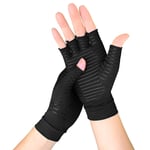 1 par kompressionshandskar Kopparfiber Halvfingerhandskar Utomhussport Fitness Ridning Halkfria handskar unisex S