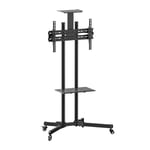 BRATECK  32''-70'' Economy TV Stand, Adjustable TV Height with Metal Shelf.  Max VESA: 600x400 (70"+) Min VESA 200x200 (fits most 32"). Tilt: -15~+15. Max weight: 50kg. (p/n: LCD-T1028B)