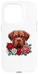 Coque pour iPhone 15 Pro Roses Flowers Dogue De Bordeaux Mastiff Bordeauxdog