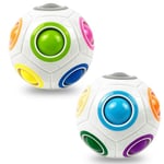 EACHHAHA Rainbow Ball Magic Ball Boule Magique Arc-en-Ciel Lot de 2 Puzzle 3D Ballon,Jeux de Divertissement pour Enfants et Jouets de décompression pour Adultes (Blanc + Blanc)