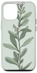 iPhone 12/12 Pro Leaves Botanical Plant Line Art Sage Green Wildflower Floral Case