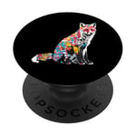 Vibrant Urban Fox Street Art abstrait PopSockets PopGrip Adhésif