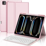 Coque Clavier Ipad Pro 13 Pouces 2024, Coque Clavier Pour Ipad Pro 13 Pouces M4, Détachable Sans Fil Bluetooth Clavier Azerty Ipad Pro 13 2024, Rose