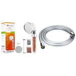 Ibergrif M22025,Pommeau de Douche 3 Modes, Système de Filtration à Trois Étages & YEAUPE Flexible de douche 160 cm avec protection anti-torsion, tuyau de, raccord standard 1/2"