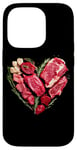 Coque pour iPhone 14 Pro Graphique culinaire pour la Saint-Valentin, barbecue, viande de bœuf crue, cœur, papa et chef