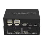 NÖRDIC KVM Switch 2 PC to 1 HDMI 2.0 and 4xUSB for Xbox, PS5, Laptop