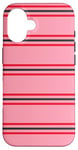 Coque pour iPhone 16 Rose et rouge rayé mignon girly esthétique Preppy Stripe