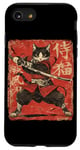 iPhone SE (2020) / 7 / 8 Samurai Cat Japanese Vintage Red Graphic Ukiyo-e Art Funny Case