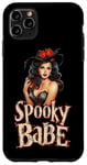 Coque pour iPhone 11 Pro Max Spooky Babe Sorcière avec fleurs pour Halloween