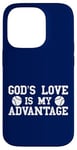 Coque pour iPhone 14 Pro God's Love is My Advantage Christian Tennis Jesus Christ