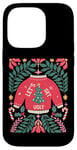 Coque pour iPhone 14 Pro Pull de Noël bohème festif en forme de canne à sucre d'orge floral