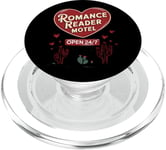 Romance Reader Motel Open 24h/24, 7j/7 Cœur Cactus Sign PopSockets PopGrip pour MagSafe