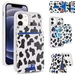 Zouzt for iPhone 12 Mini Wallet Case Compatible with MagSafe, iPhone 12 Mini Card Holder Case 12Mini Case with Card Slot iPhone12 Mini Magnetic Car Kickstand Phone Cover for 5.4"-Cow Print Black