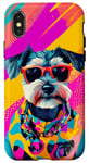 Coque pour iPhone X/XS Figurine schnauzer miniature tendance et colorée Pop Art