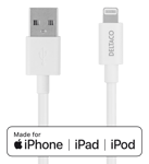 Deltaco IPLH-173 - Lightning-kabel - USB (hann) til Lightning (hann) - 1.8 m - hvit - for Apple iPad/iPhone/iPod (Lightning)