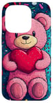 Coque pour iPhone 14 Pro Ours en peluche coeur Saint-Valentin