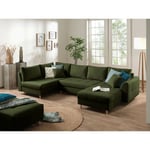 Rune - canapé panoramique avec pouf d'appoint - 7 places - style scandinave - gauche - vert