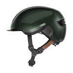 ABUS Urban Helm HUD-Y à LED arrière magnétique rechargeable & fermeture magnétique - Casque de vélo cool pour usage quotidien - pour hommes et femmes - Vert, taille S