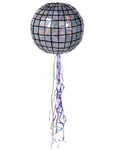 Silverfärgad Holografisk Discokula Pull-Pinata 30 cm - Disco Fever