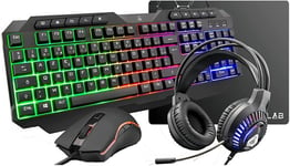 Combo Plutonium-Pack Gaming 4 En 1-Clavier Gamer Rgb,Souris Gamer 3200 Dpi,Casque Gaming Rgb,Tapis De Souris Antidérapant-Pc Ps4/Ps5/Xbox