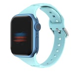 VIGTMO Compatible avec Apple Watch Bracelet de rechange en silicone de 42 mm, 44 mm, 45 mm, compatible avec Apple iWatch Series 7/SE/6/5/4/3/2/1 pour homme et femme (bleu clair)