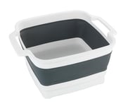 WENKO Bac de Lavage Pliable Sira, bac-Vaisselle Pliable avec Bouchon d'écoulement intégré & anses pour Un Transport Facile, Rangement Peu encombrant, 8 litres, (l x h x p) 39 x 18 x 32,5, Gris/Blanc