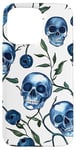 iPhone 15 Pro Max Blue Skull Floral Pattern Case