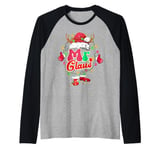 Mr and Mrs Claus Santa Couples Retro Groovy Christmas Lights Raglan Baseball Tee