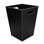 KINGFOM™ Classic Leather Waste Bin, Creative Waste Paper Basket, Storage Bin for Office, Home and High Class Hotel (Black- Tabby (Square))