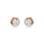 Swarovski Dextera stud earrings, Round cut, White, Rose gold-tone plated