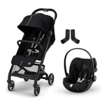 Cybex Gold Poussette Beezy avec Harnais One-Pull, de la Naissance à environ 4 ans (max. 22 kg) inclus Beezy Adapter et CYBEX Cloud G i-Size, Moon Black