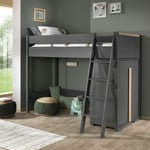 Nash dark - Pack Combiné Lit Mezzanine 90x200 + Armoire Basse