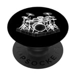 Ensemble de batterie 3D Wireframe - Vintage Drummer Drums Lover PopSockets PopGrip Adhésif