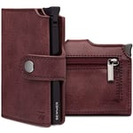 BEWMER Porte Carte de Crédit 2 Blindé | Portefeuille Slim pour Homme et Femme avec Protection RFID Anti-clonage | Porte Carte et Billets avec Porte-Monnaie (B2 avec Zip, Rouge Bordeaux)