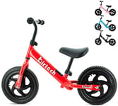 Balance Bike for 2,3,4,5,6 Year Old Boys and Girls No Pedal Toddler Bike Sport Training Bicycle for Kids with 12’’ Wheels, Adjustable Handlebar and Seat, EVA tires, lightweight carbon steel (Red)