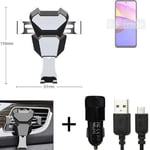 Car holder air vent mount for Lenovo K14 Plus + CHARGER Smartphone