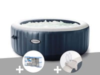 Kit spa gonflable Intex PureSpa Blue Navy rond Bulles 4 places + 6 filtres + Porte-verre