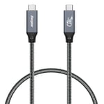 Energizer - Câble USB-C vers USB-C -PD Charge Rapide 240W - Nylon Tressé Compatible avec nouveaux iPhone 15, série Samsung S23 (80cm) - Noir/Gris