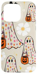 Coque pour iPhone 15 Pro Max Coque transparente à motif floral fantôme mignon pour Halloween