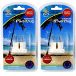 2 x Sure Travel UK to European Power Appliance Adaptor Convertor Plug Twin Pack