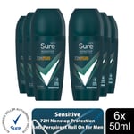 Sure Men Antiperspirant Deodorant Roll On 72H Nonstop Protection 50ml, 6 Pack