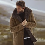 Men's mid-length fur integrated thermal coat coat Brown L