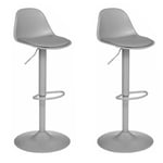 Lot de 2 Chaises de Bar Design "Aiko" 82-103cm Gris Clair