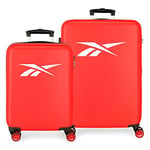 Reebok Portland Valise Set Rouge 55/68 cms Rigide ABS Serrure latérale à combinaison 104L 6 kgs 4 Double roues bagage à main